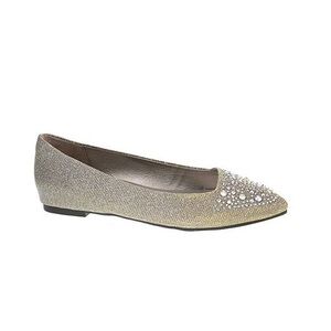CL by Laundry Champagne Rhinestone-Accent Hira Flat Women’s Size 6.5